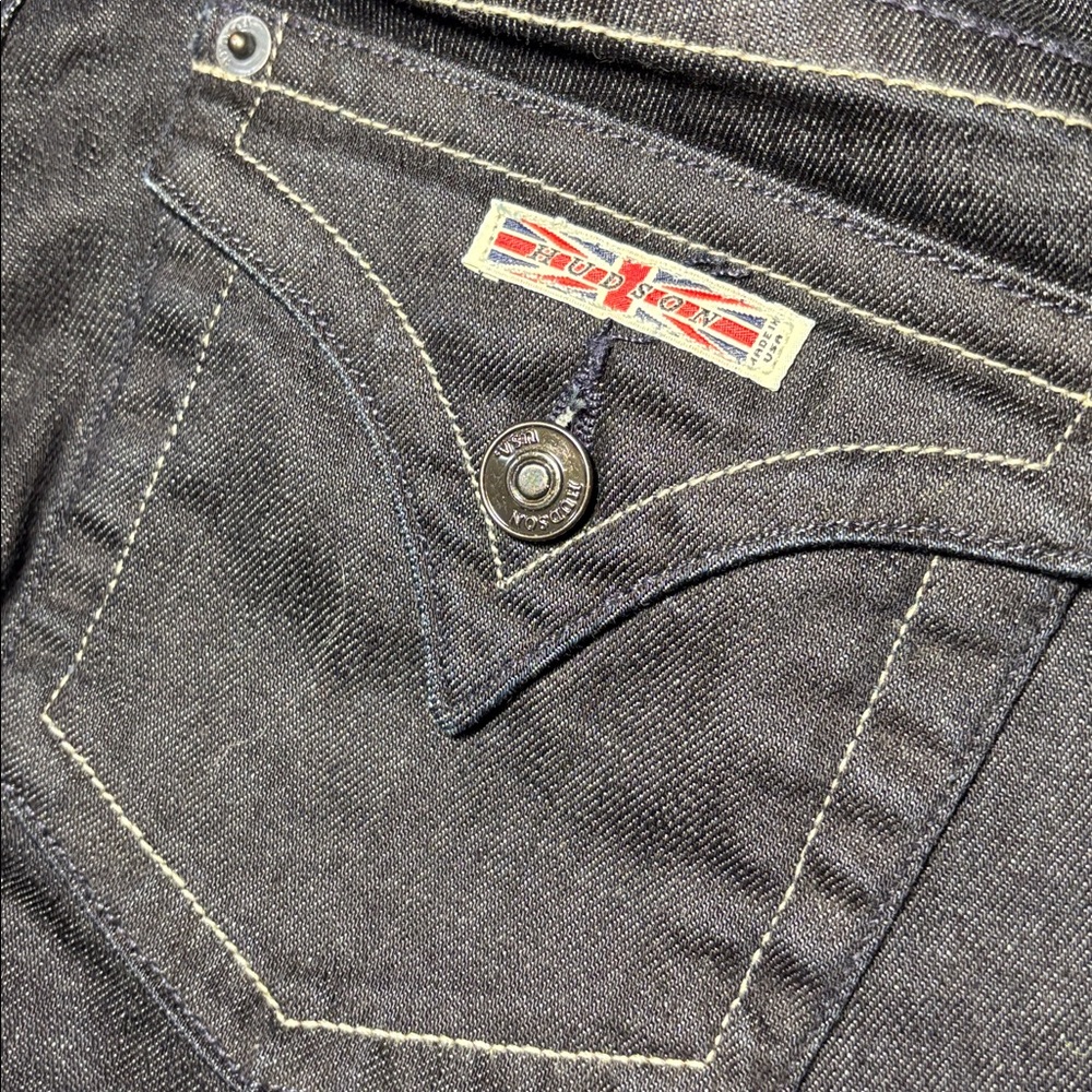 Vintage Y2K Hudson dark wash low rise flap pocket flare leg denim women’s 25 - Picture 14 of 14